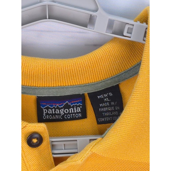 Patagonia Organic Cotton Men XL Yellow Short Sleeve‎ Polo Shirt Preppy Casual - Picture 3 of 4